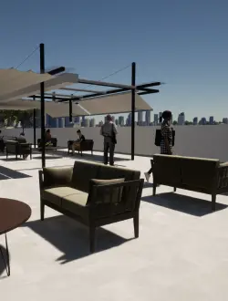 Terraza en edificio de oficinas (Toldo Indico)